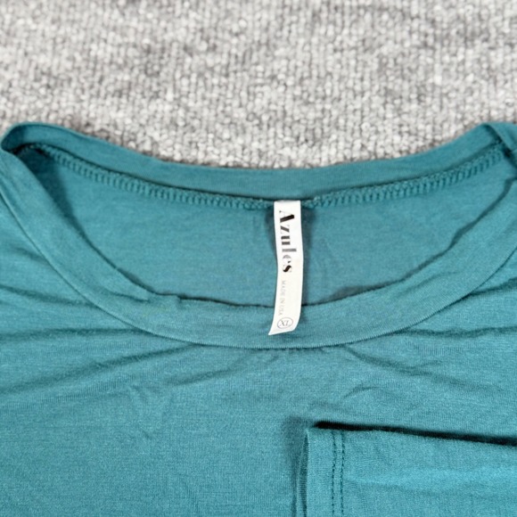 Azules Womens XL Teal Blue Long Sleeve Tunic Top Relaxed Loose Flowy Made USA - Picture 3 of 4